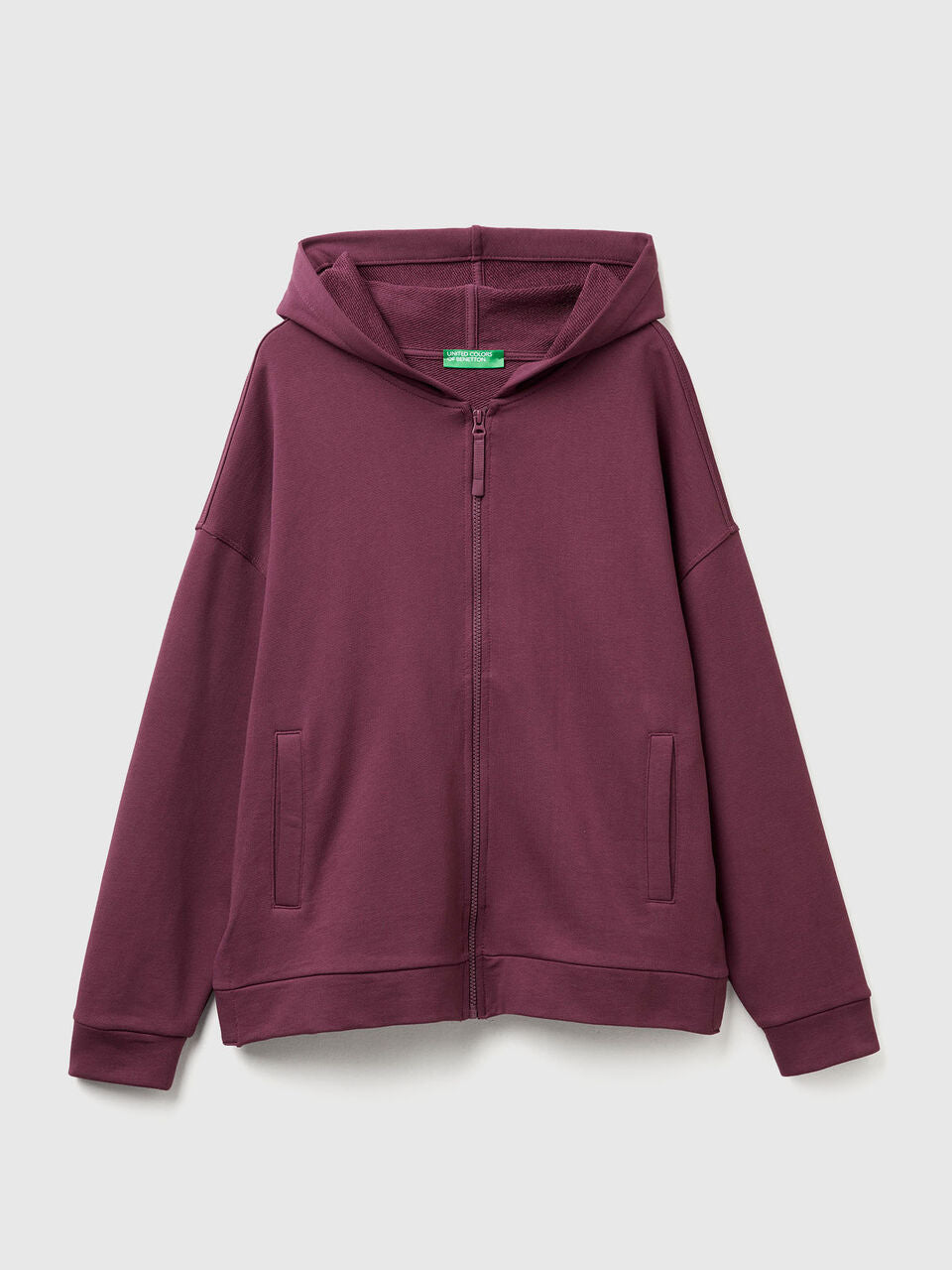 100% COTTON SWEATSHIRT WITH ZIP AND HOOD