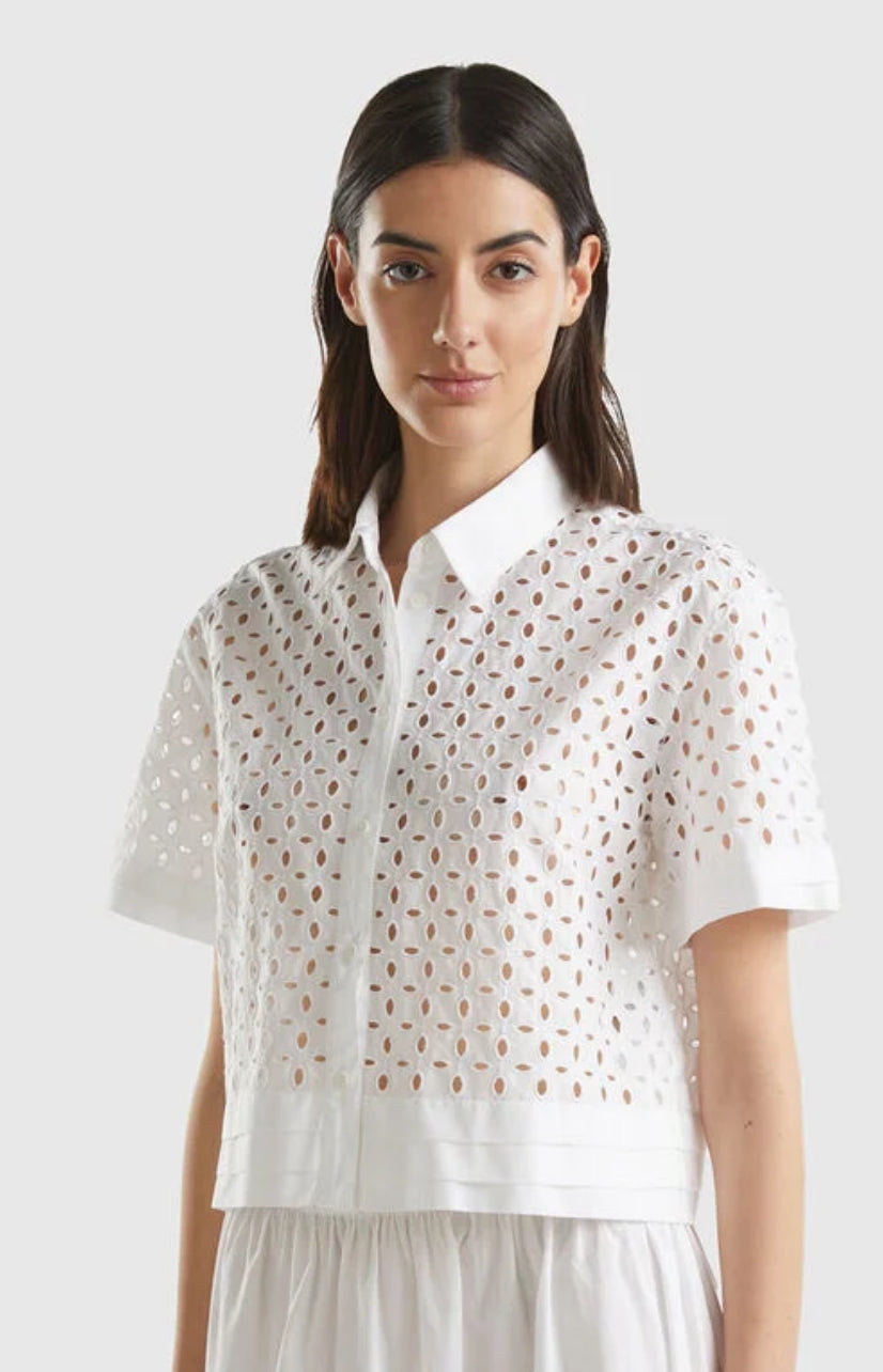 Short Sleeve Shirt in Broderie Anglaise
