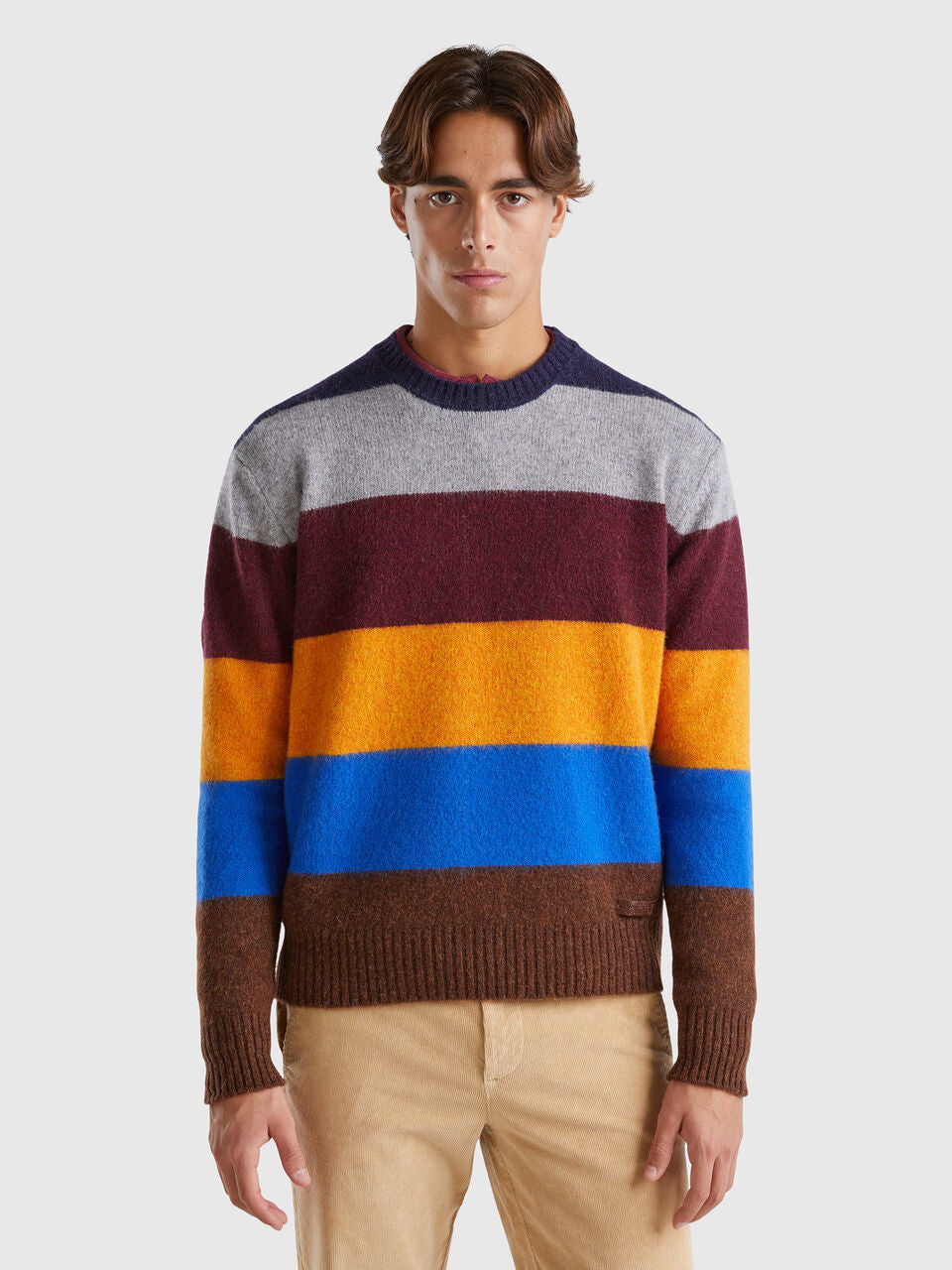 STRIPED SWEATER IN PURE SHETLAND WOOL