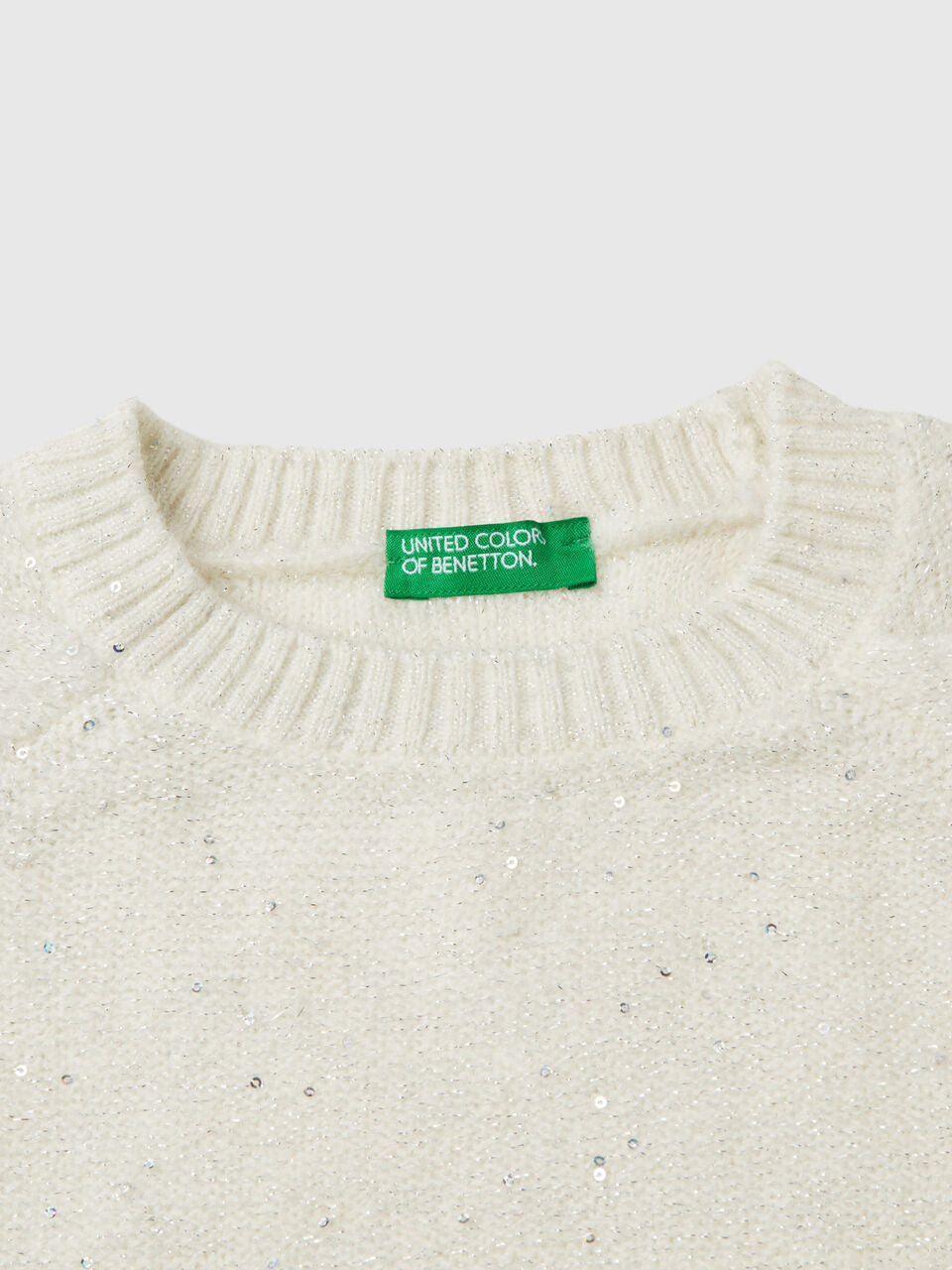 SWEATER WITH RECYCLED FABRIC AND SEQUINS