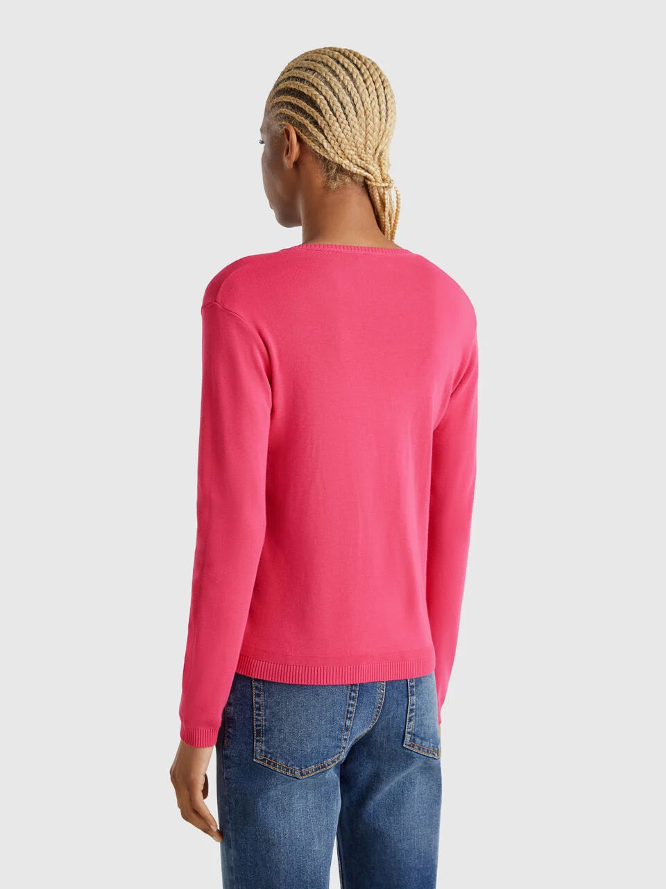 PURE COTTON SWEATER WITH V-NECK