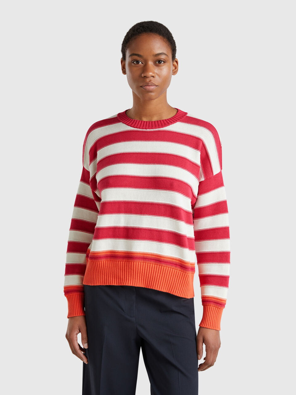 STRIPED SWEATER IN TRICOT COTTON