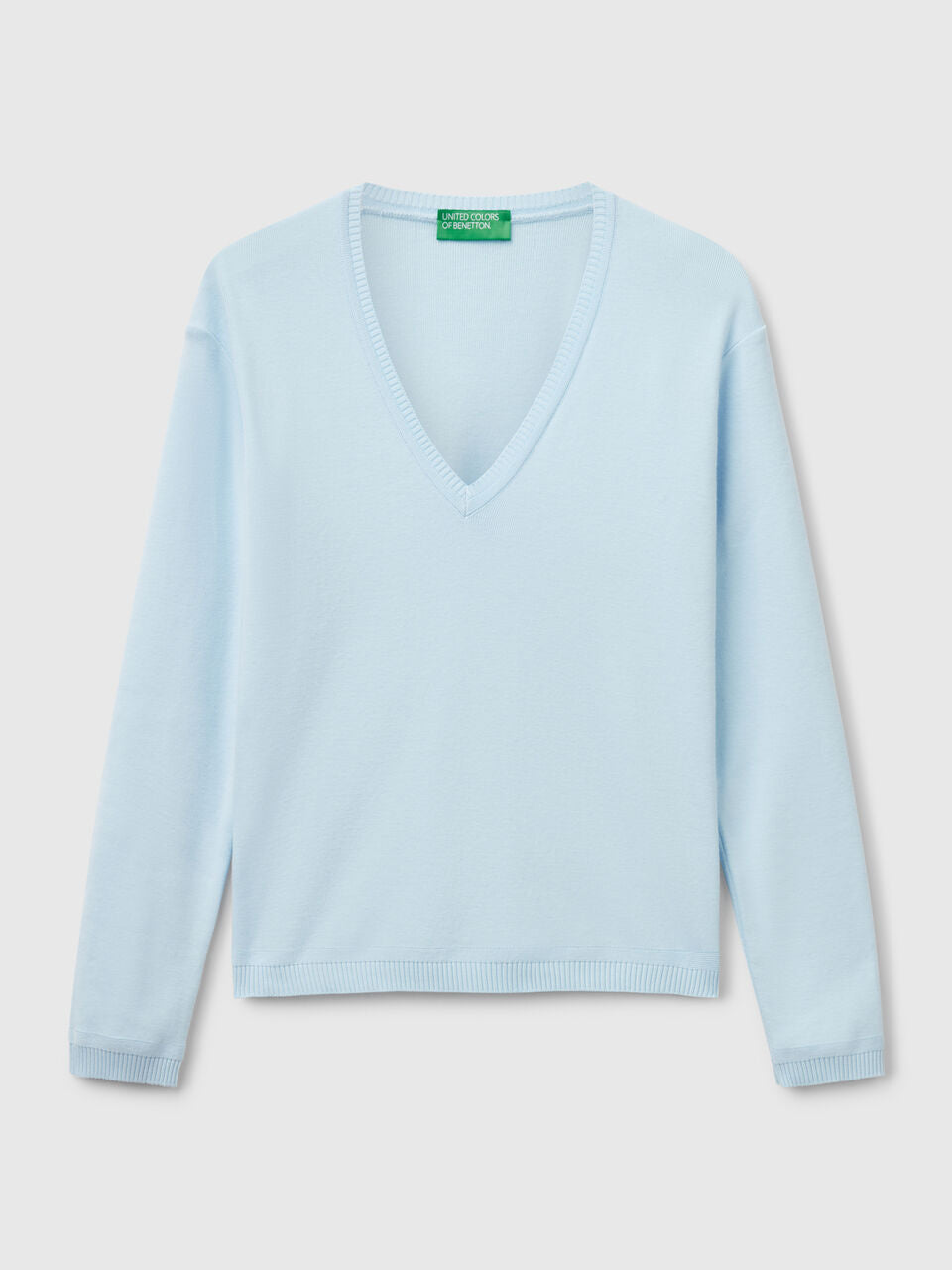 PURE COTTON SWEATER WITH V-NECK