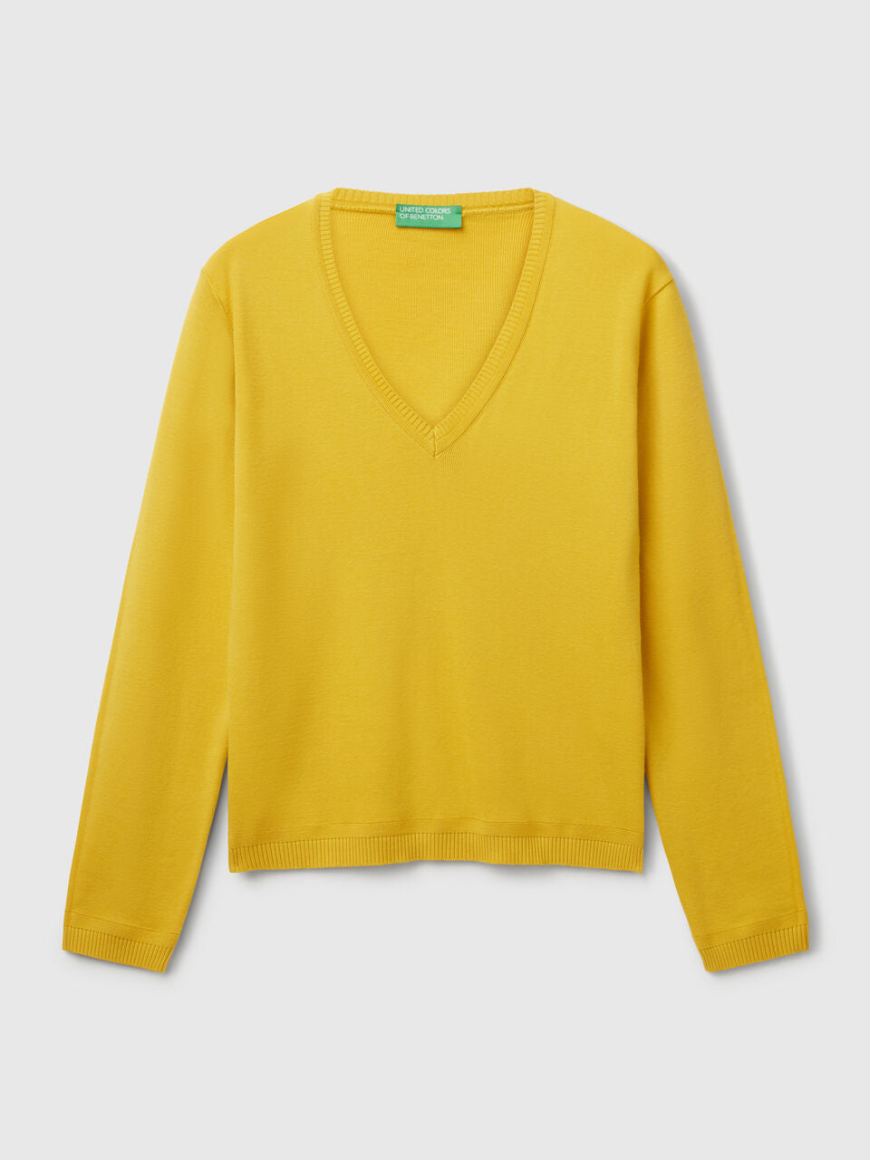 PURE COTTON SWEATER WITH V-NECK