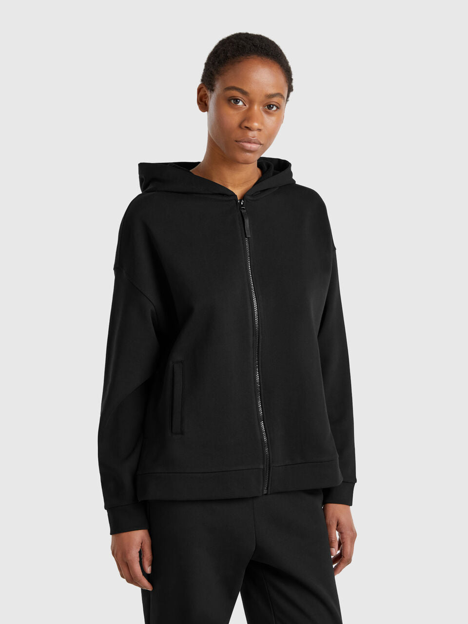 100% COTTON SWEATSHIRT WITH ZIP AND HOOD