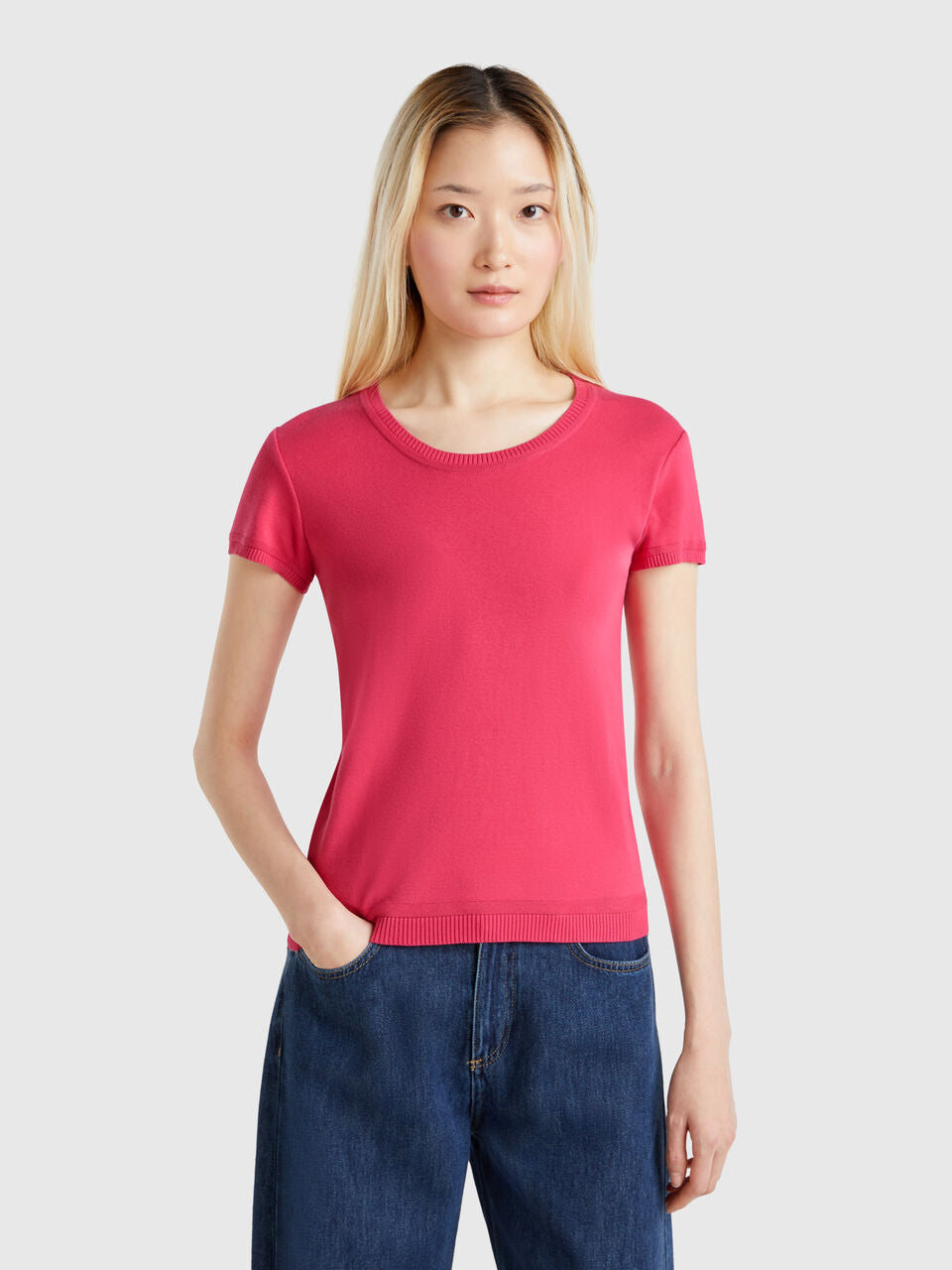 SHORT SLEEVE SWEATER IN 100% COTTON