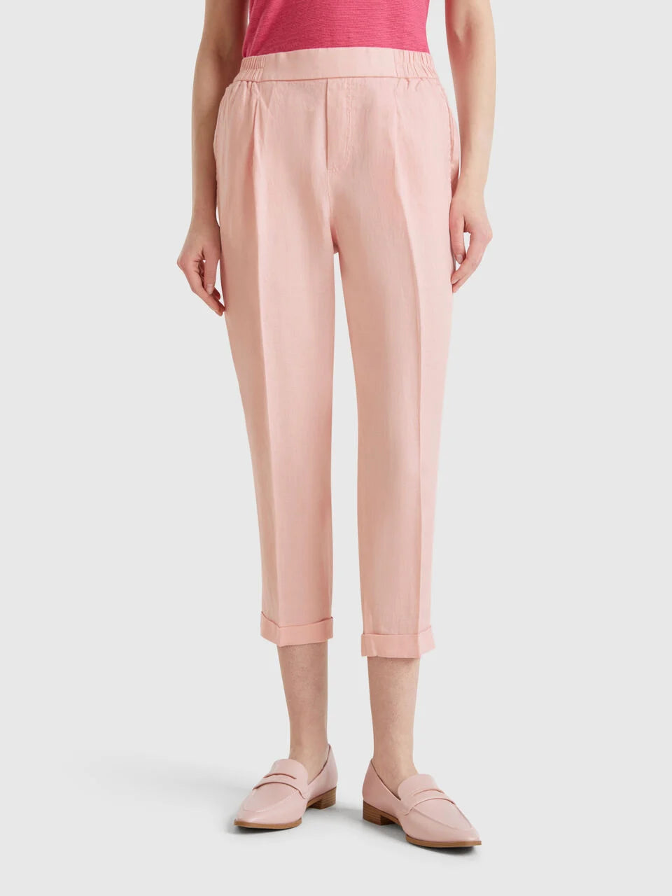 CROPPED TROUSERS IN 100% LINEN