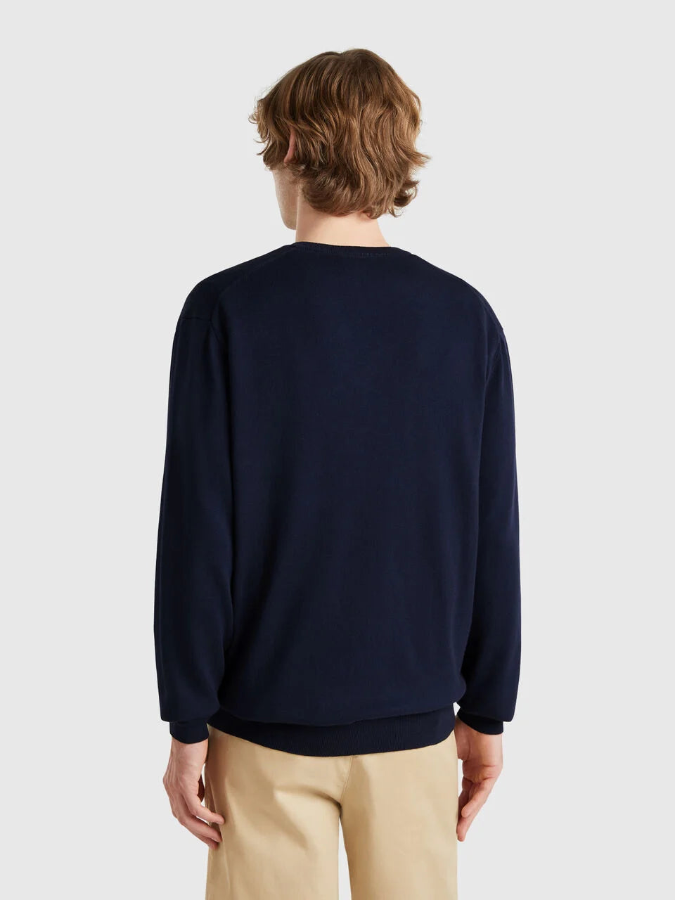 PURE COTTON SWEATER WITH V-NECK