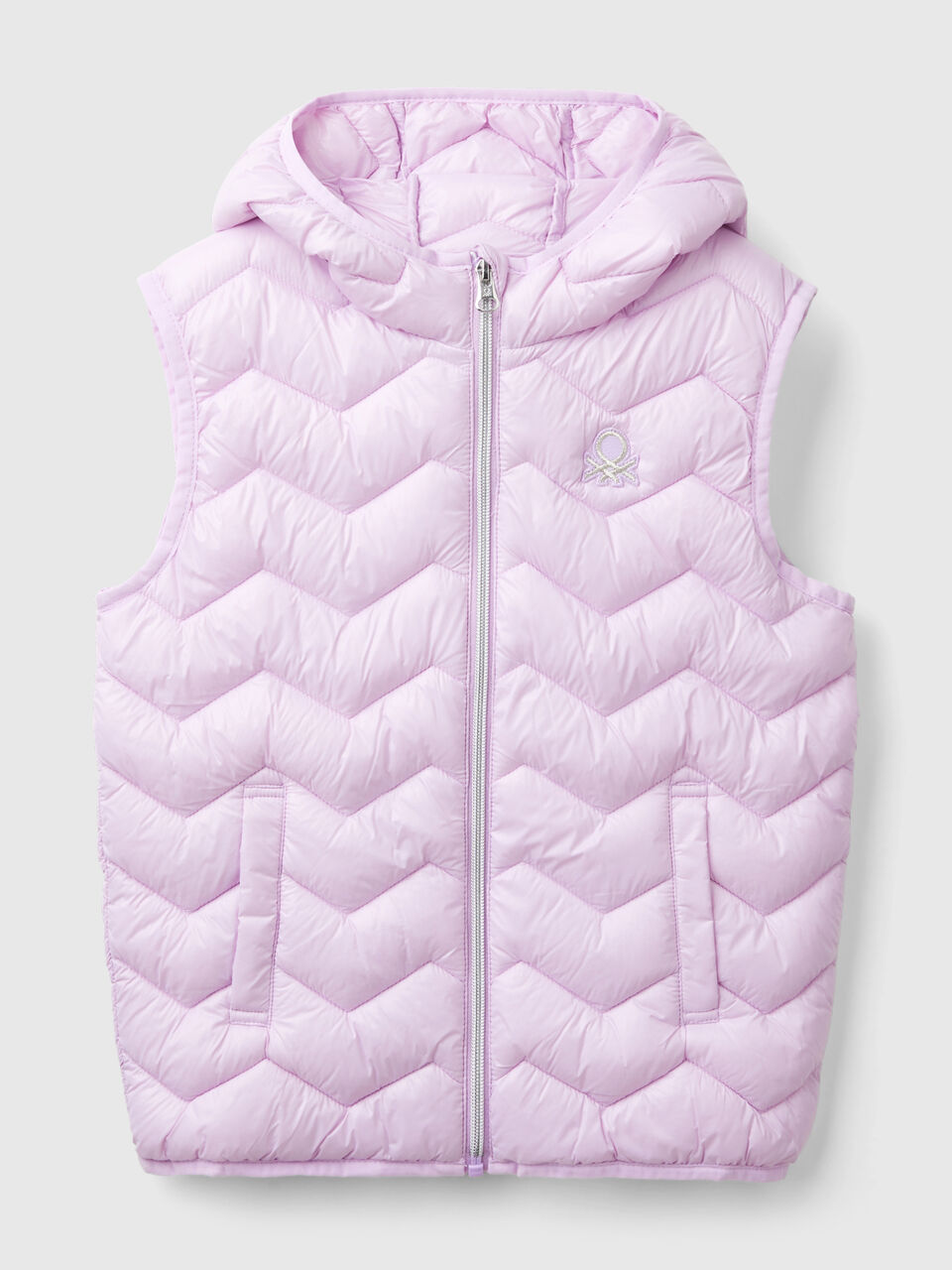 PADDED VEST IN 3D WADDING WITH HOOD