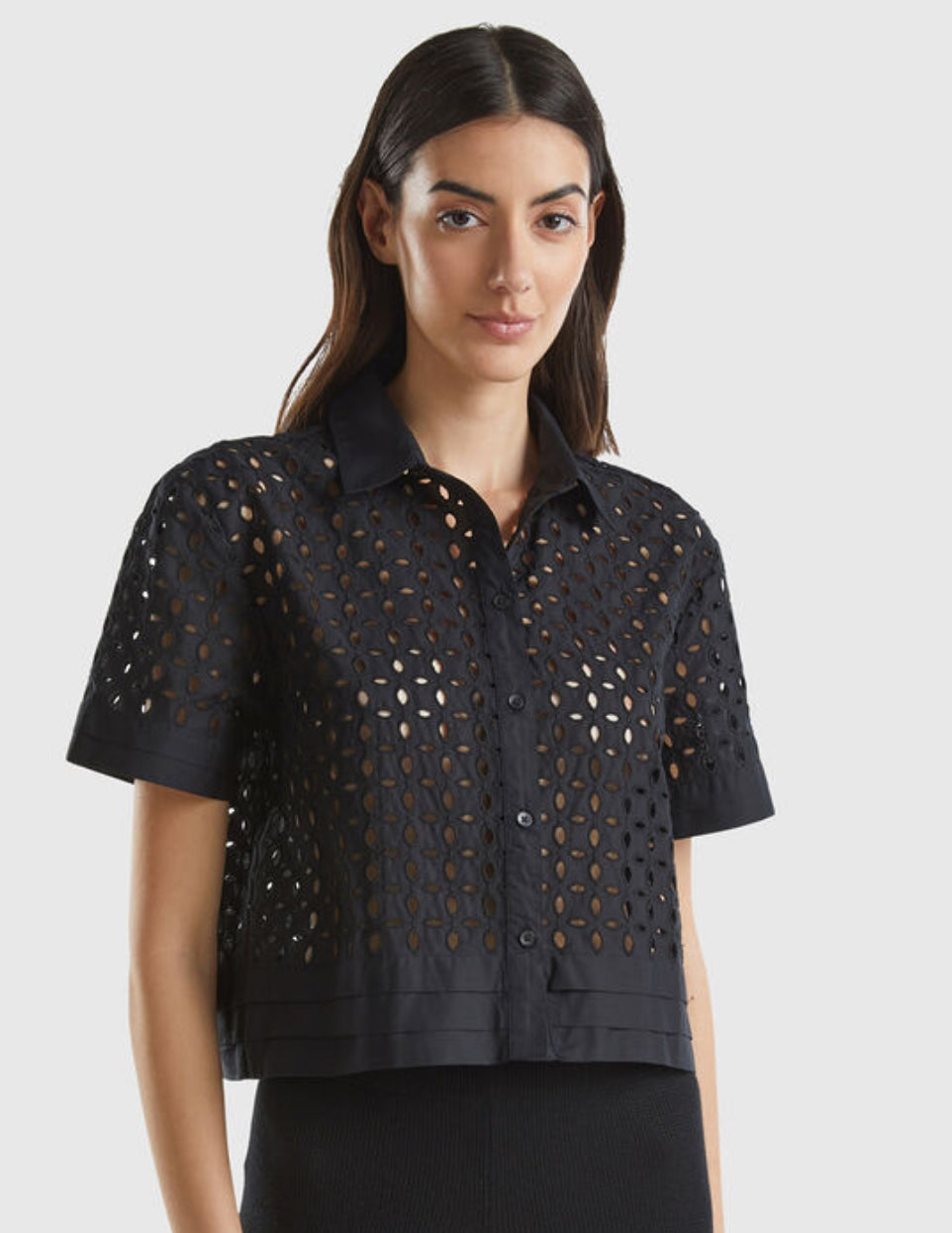 Short Sleeve Shirt in Broderie Anglaise