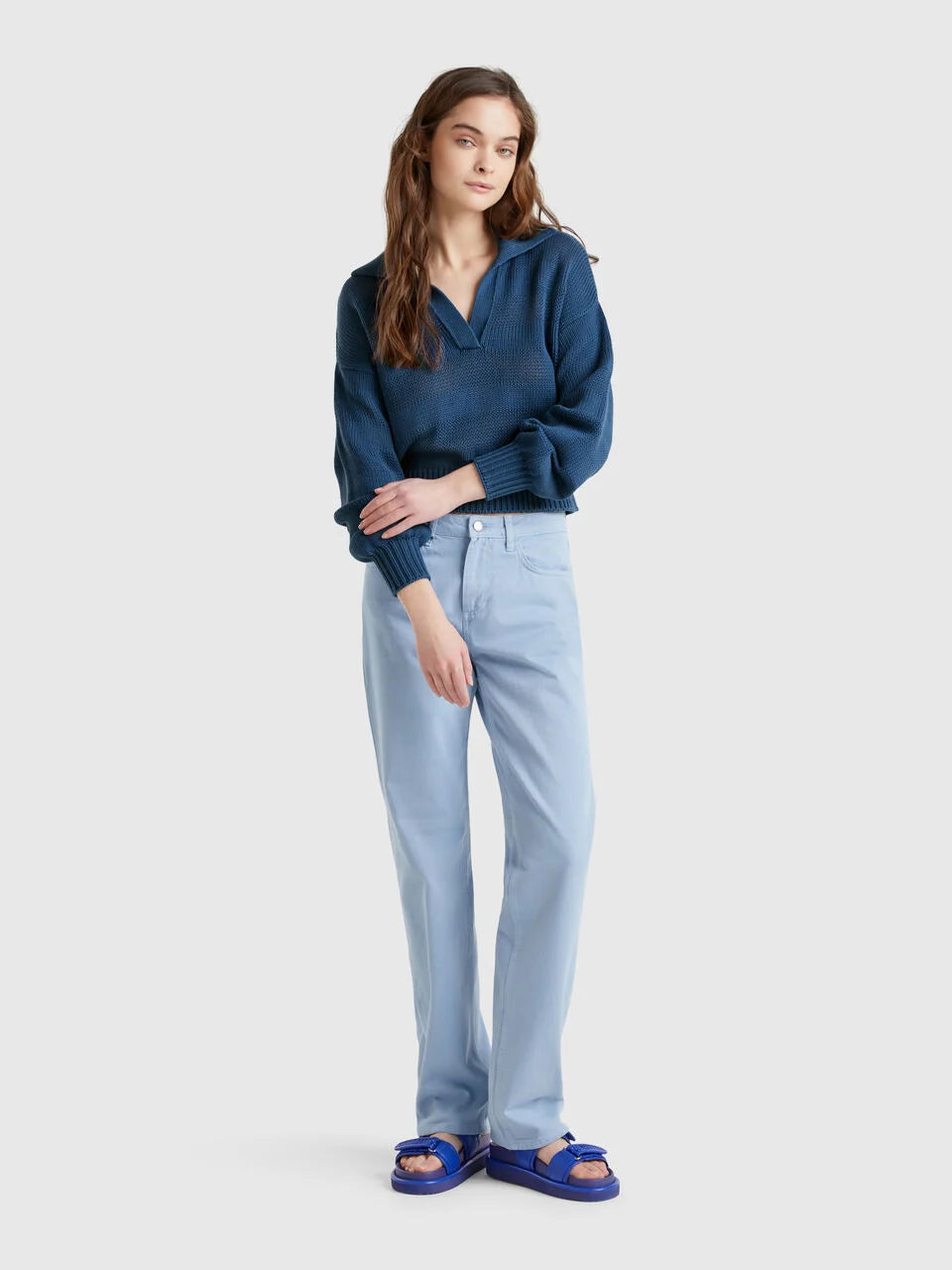 100% COTTON POLO SWEATER