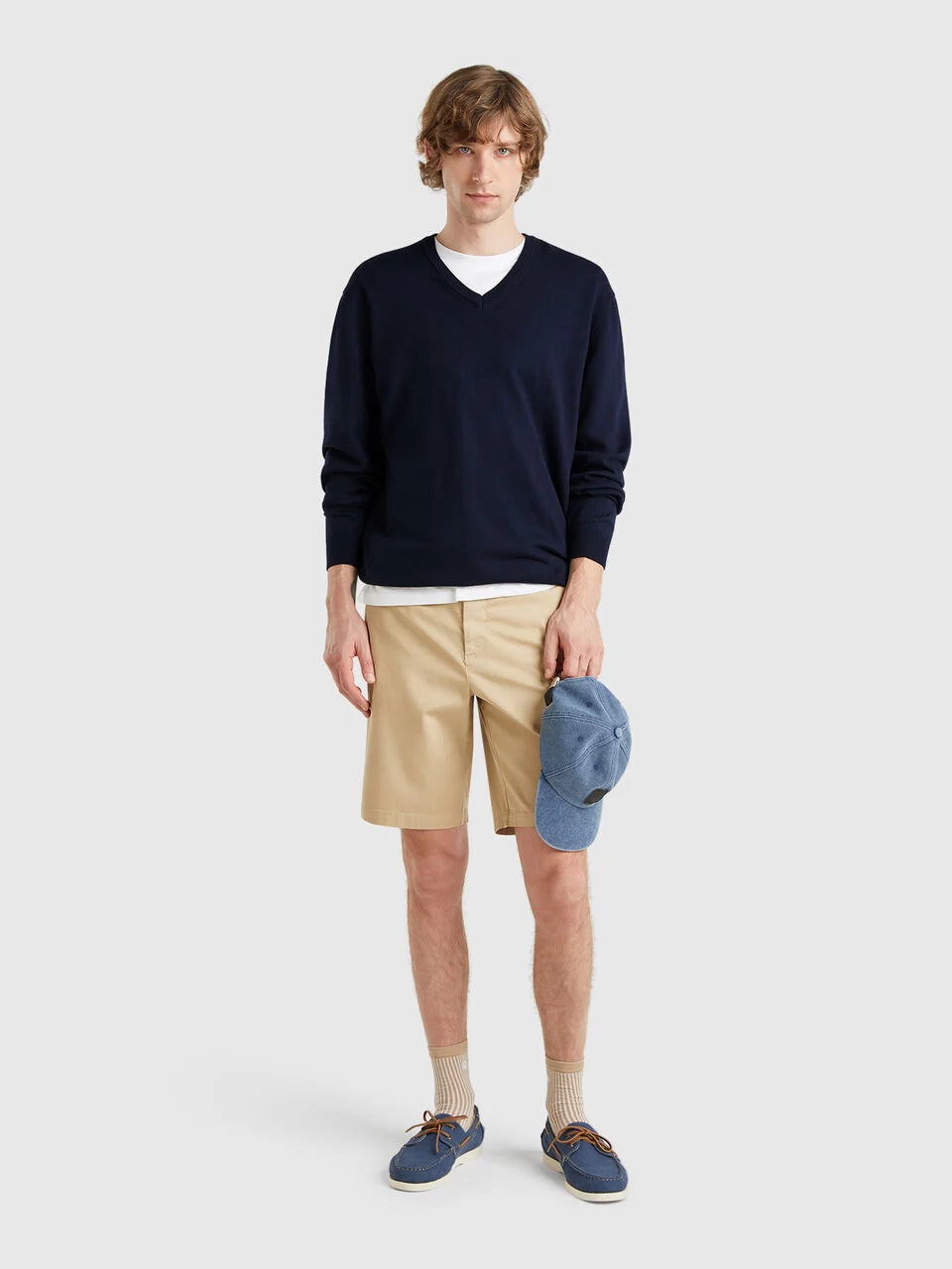 PURE COTTON SWEATER WITH V-NECK