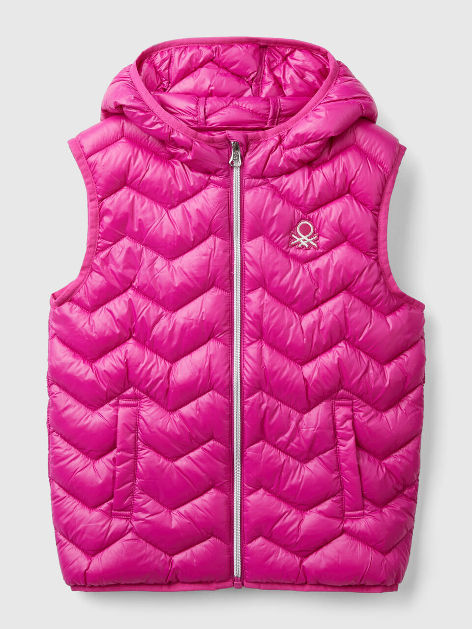 PADDED VEST IN 3D WADDING WITH HOOD
