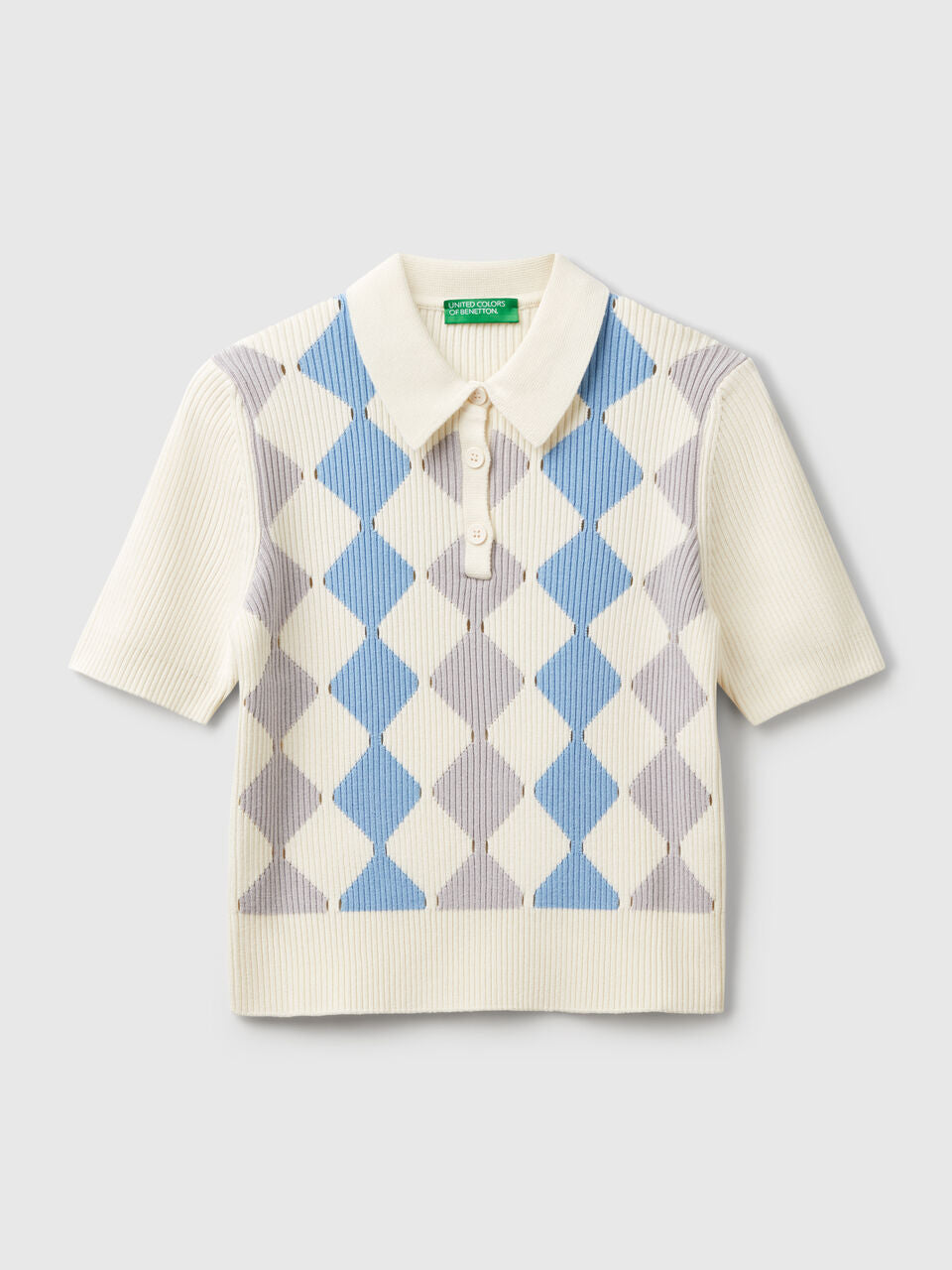 KNIT POLO WITH DIAMOND INLAY