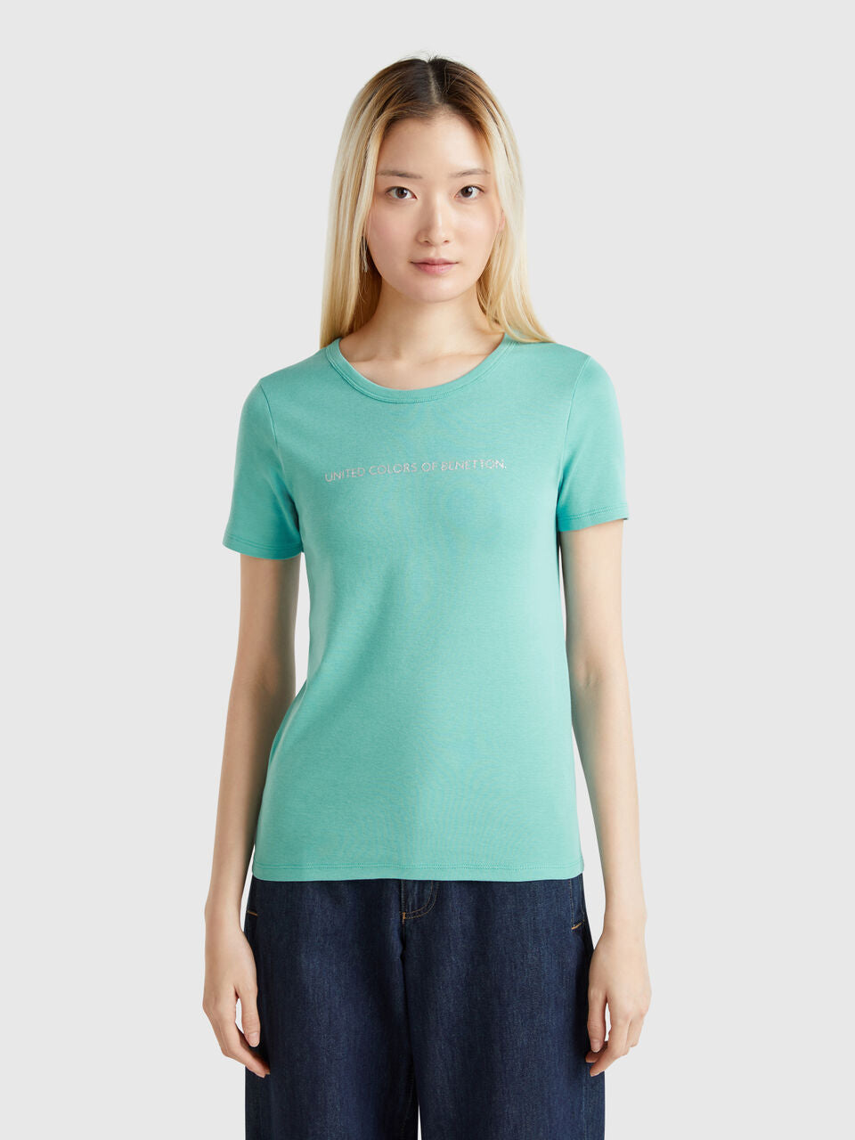 T-SHIRT IN 100% COTTON WITH GLITTER PRINT LOGO