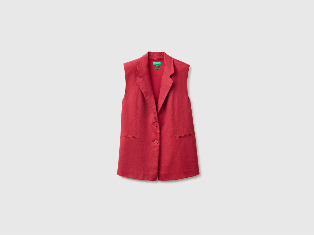 LONG VEST IN PURE LINEN