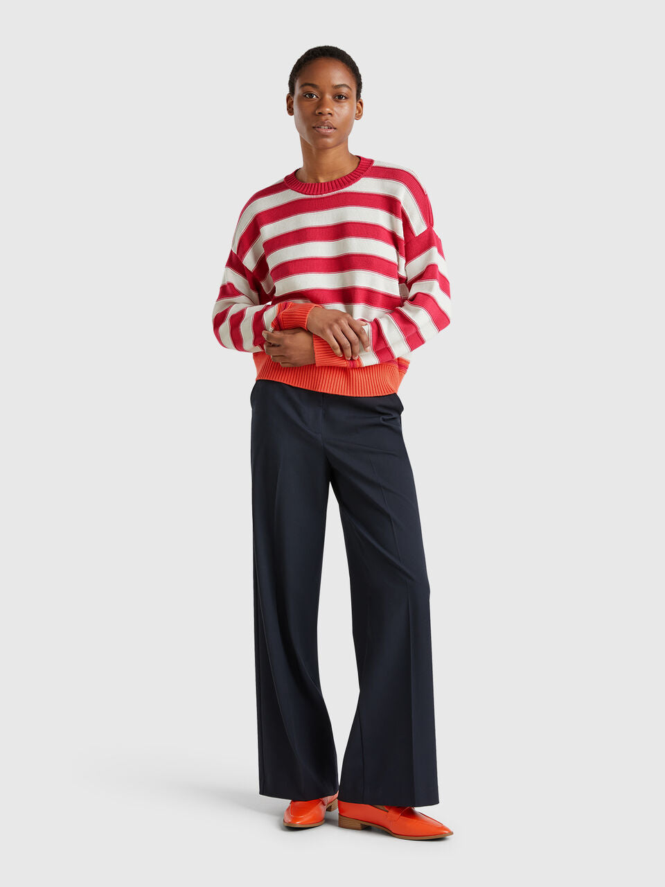 STRIPED SWEATER IN TRICOT COTTON