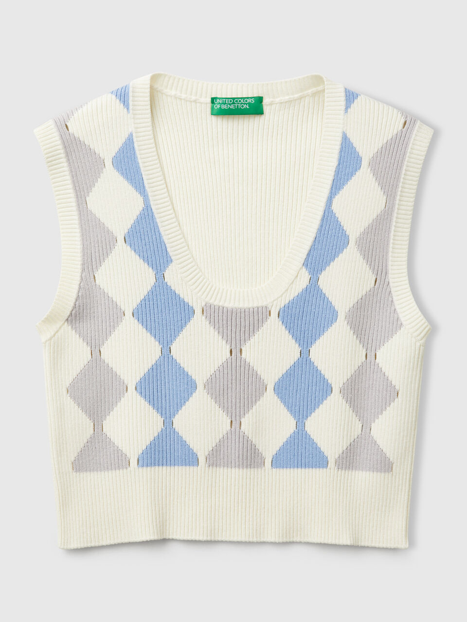 CROPPED VEST WITH DIAMOND INLAY