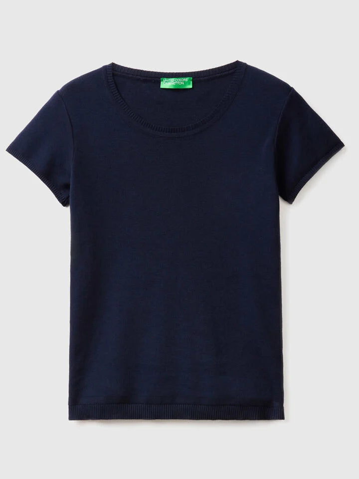 SHORT SLEEVE SWEATER IN 100% COTTON