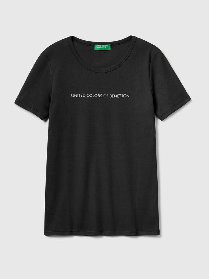 T-SHIRT IN 100% COTTON WITH GLITTER PRINT LOGO