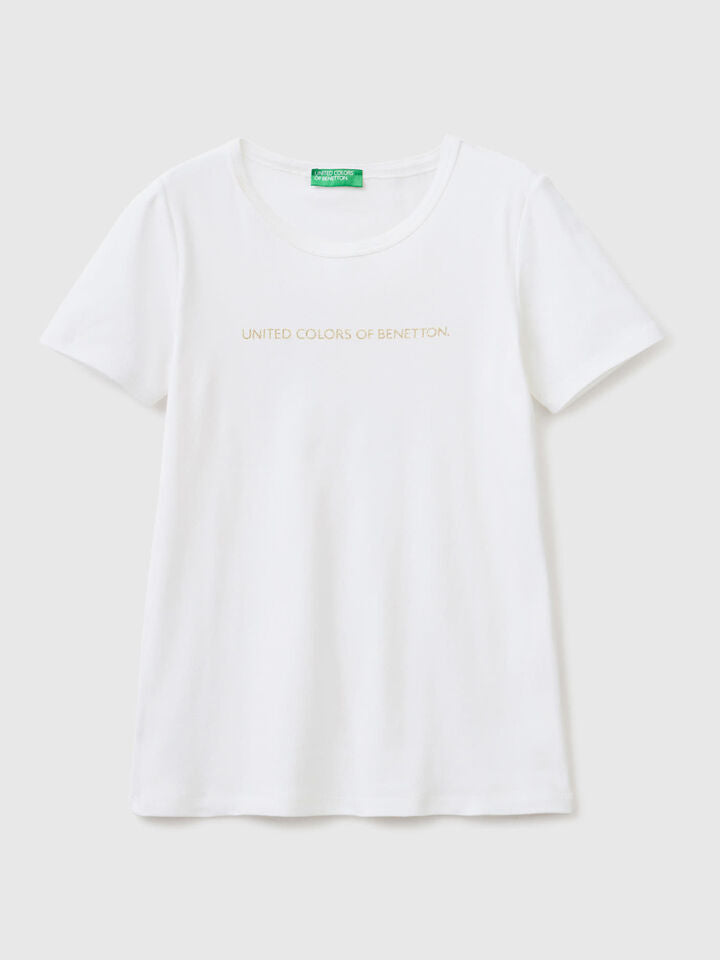 T-SHIRT IN 100% COTTON WITH GLITTER PRINT LOGO