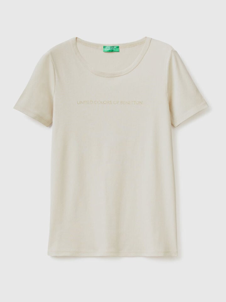 T-SHIRT IN 100% COTTON WITH GLITTER PRINT LOGO