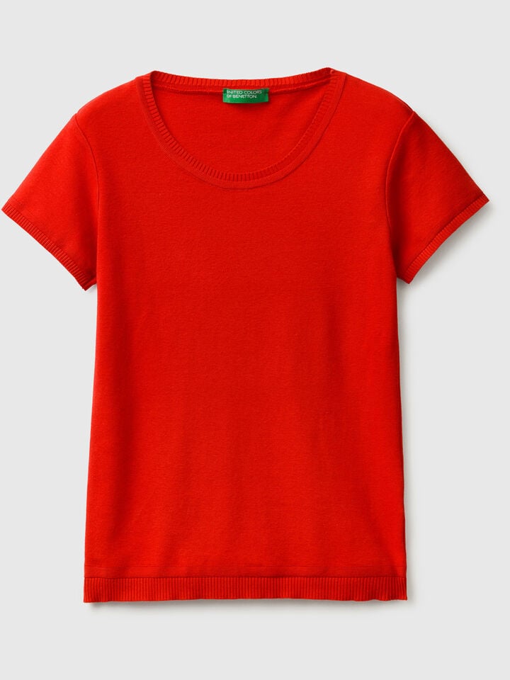 SHORT SLEEVE SWEATER IN 100% COTTON