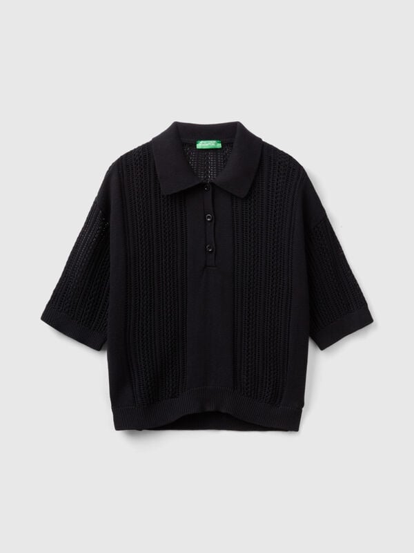 CROCHET KNIT POLO SHIRT