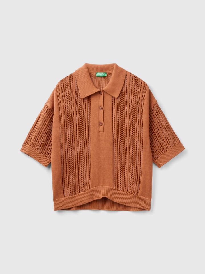 CROCHET KNIT POLO SHIRT