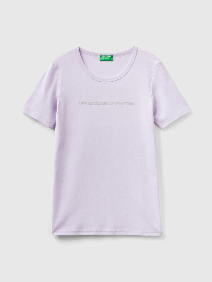 T-SHIRT IN 100% COTTON WITH GLITTER PRINT LOGO