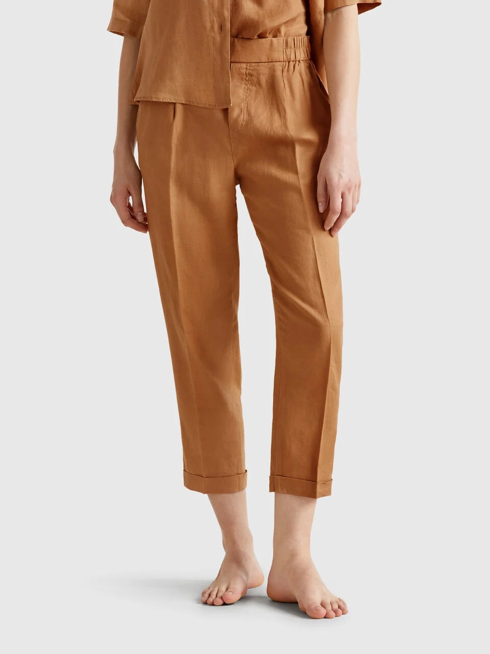 CROPPED TROUSERS IN 100% LINEN