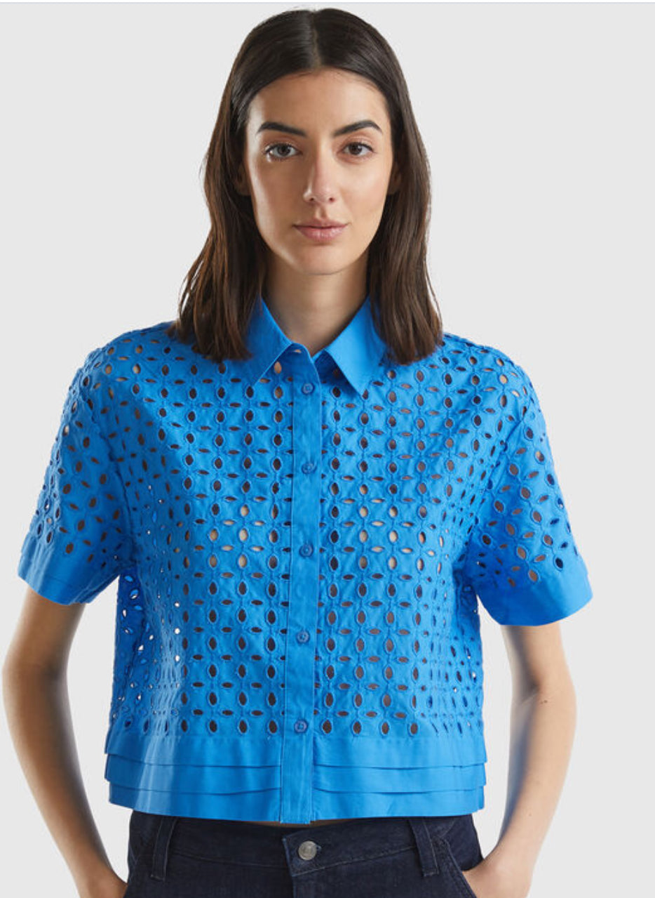 Short Sleeve Shirt in Broderie Anglaise