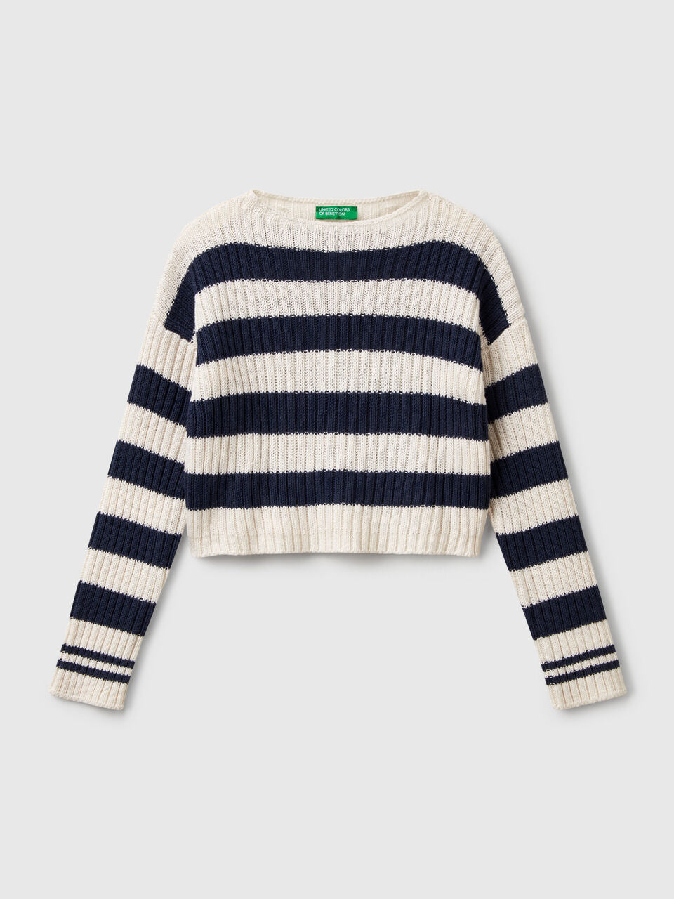 TWO-TONE STRIPED SWEATER