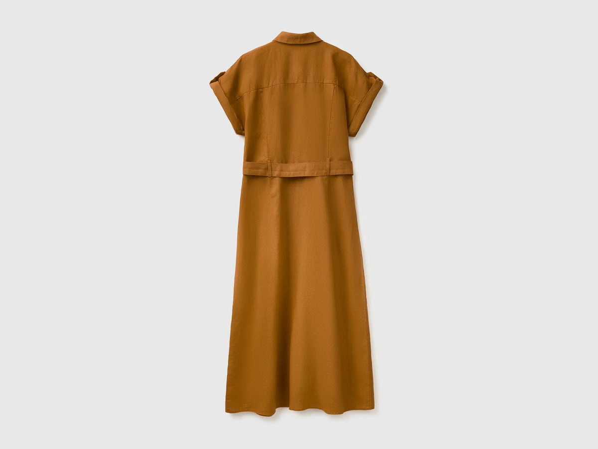 MIDI SHIRT DRESS IN PURE LINEN
