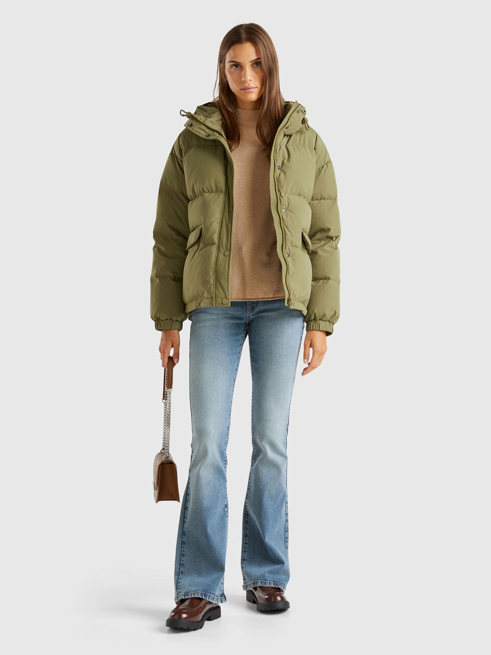 SHORT PUFFER JACKET PADDED WITH RECYCLED FEATHERS