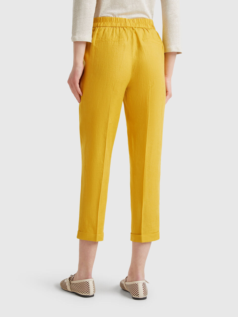 CROPPED TROUSERS IN 100% LINEN