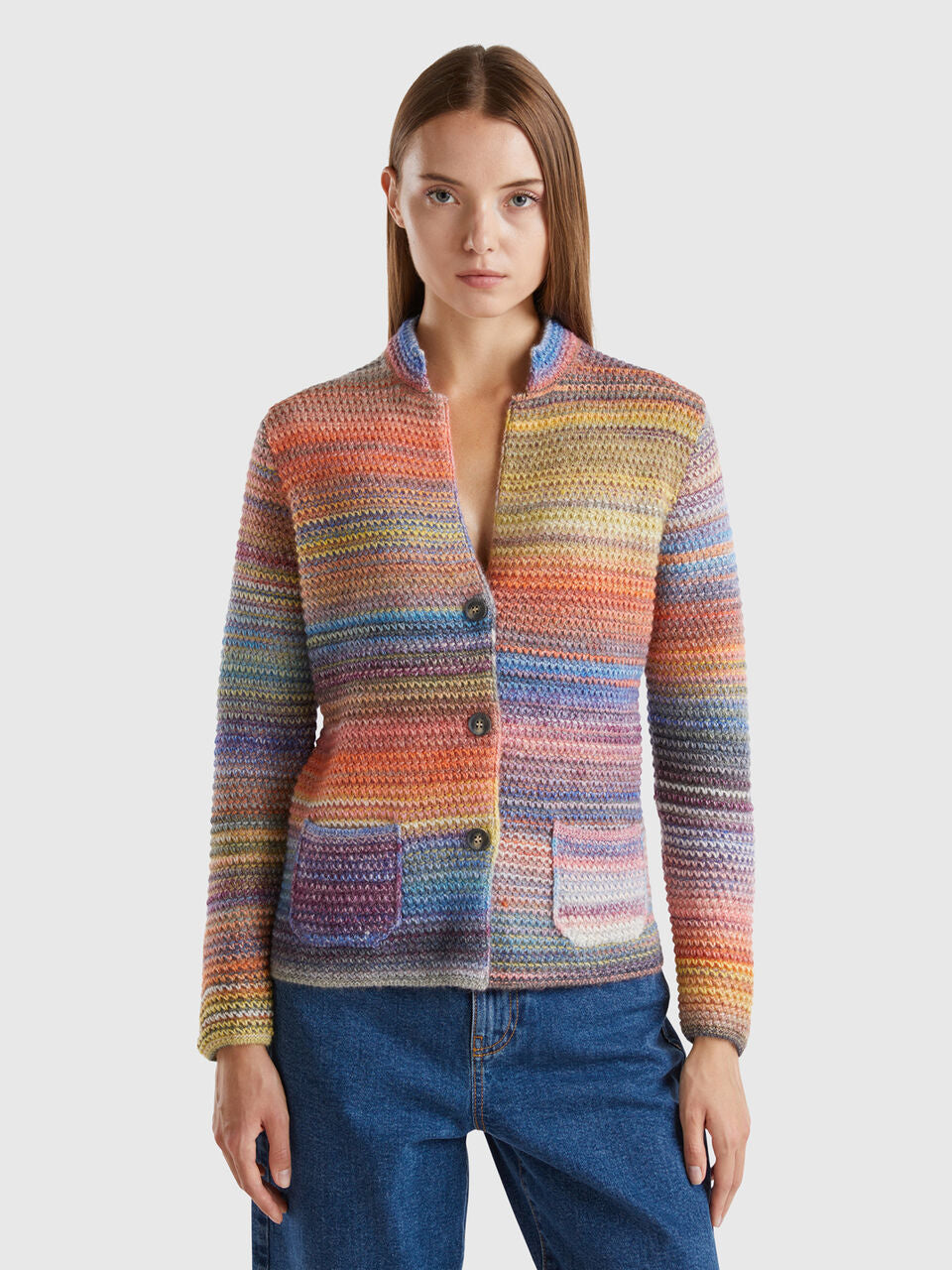 KNIT JACKET IN MULTICOLOR WOOL BLEND