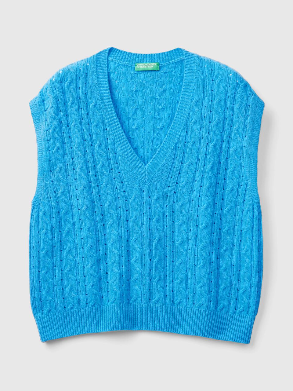BOXY FIT VEST WITH CABLE KNIT AND PERFORATIONS