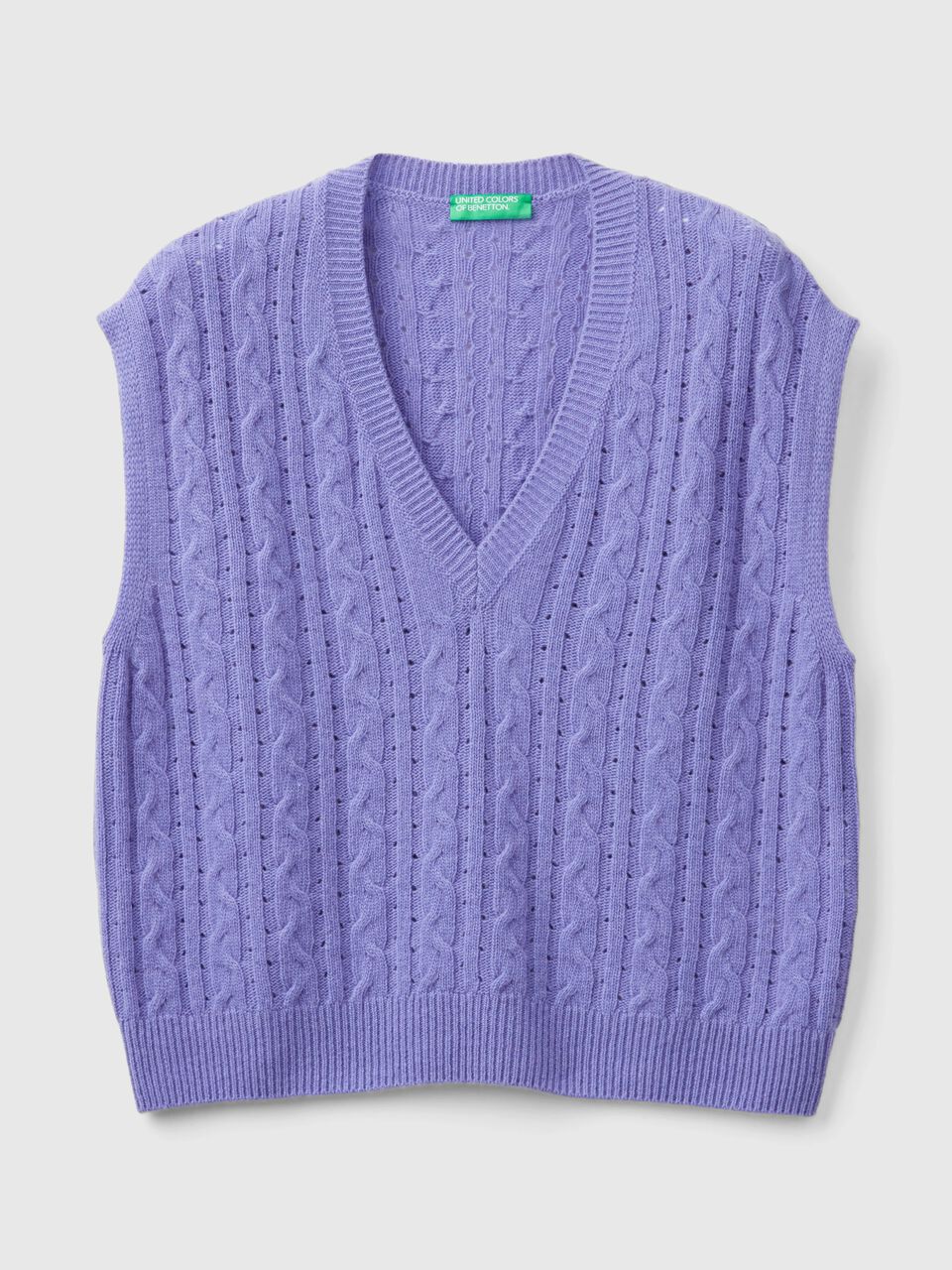 BOXY FIT VEST WITH CABLE KNIT AND PERFORATIONS