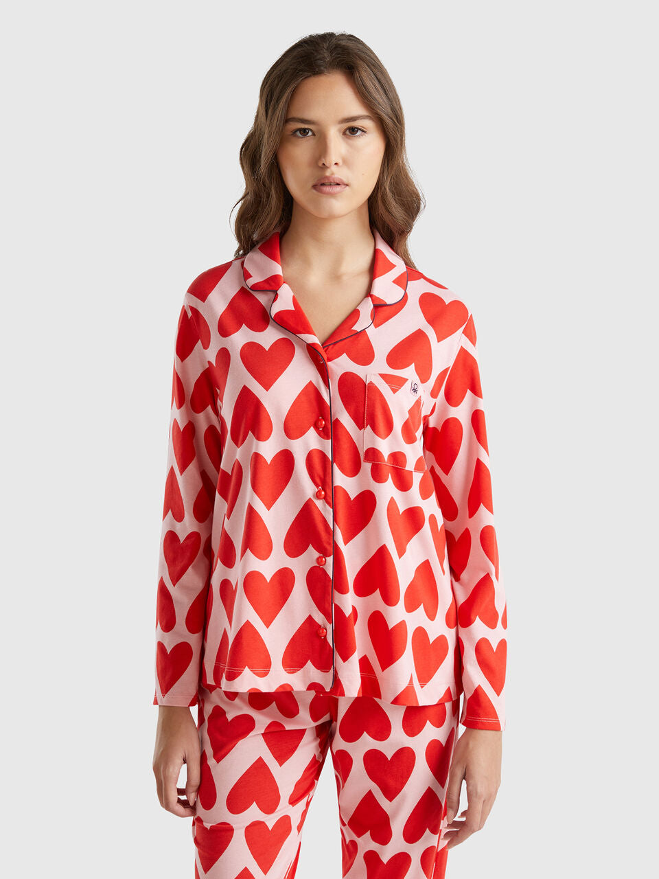 PYJAMA JACKET WITH HEART PRINT
