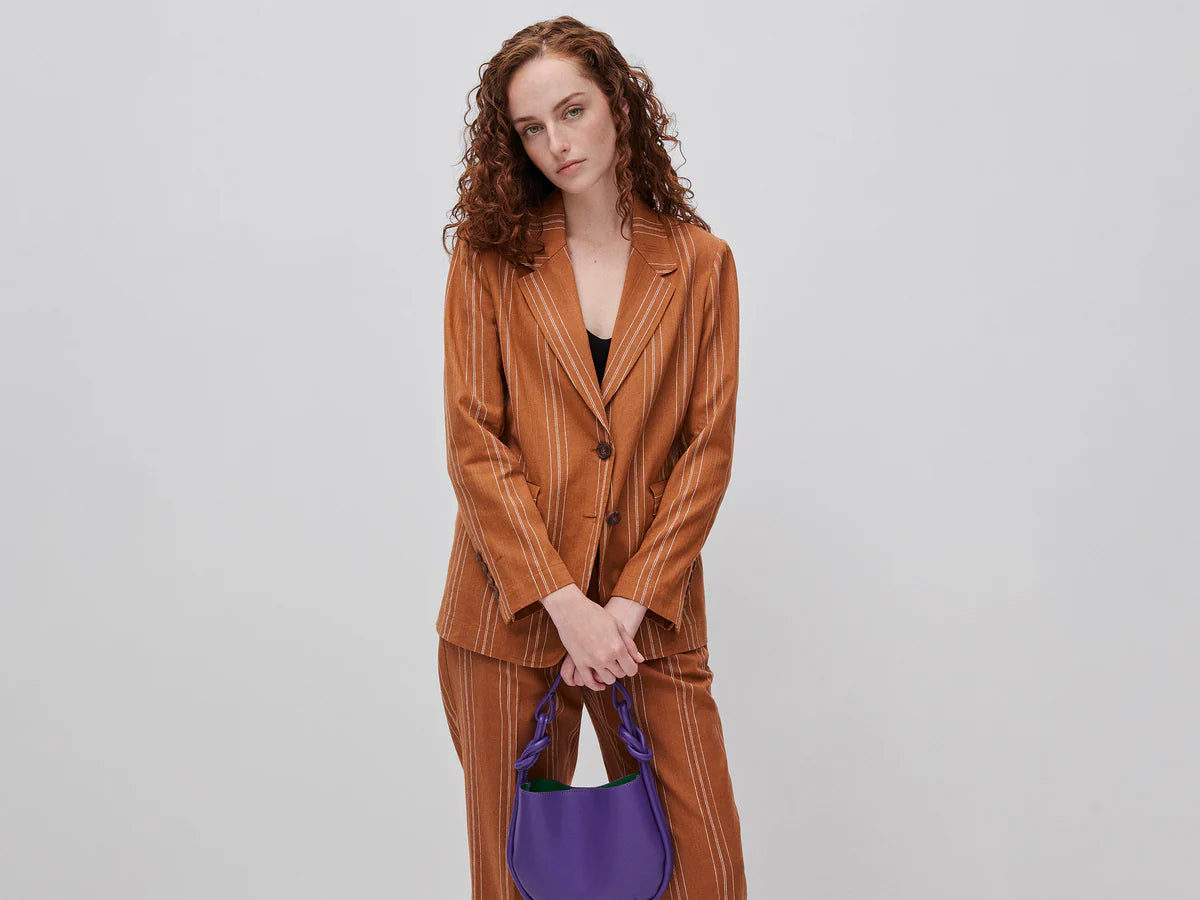 STRIPED LINEN BLEND BLAZER