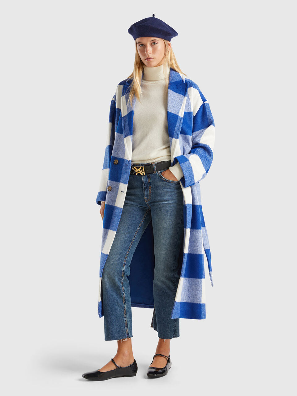 DOUBLE-BREASTED CHECK COAT