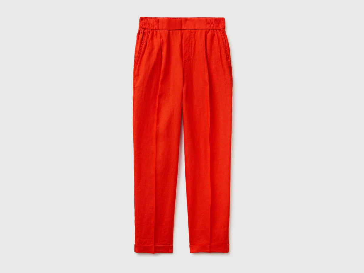 100% LINEN CIGARETTE TROUSERS