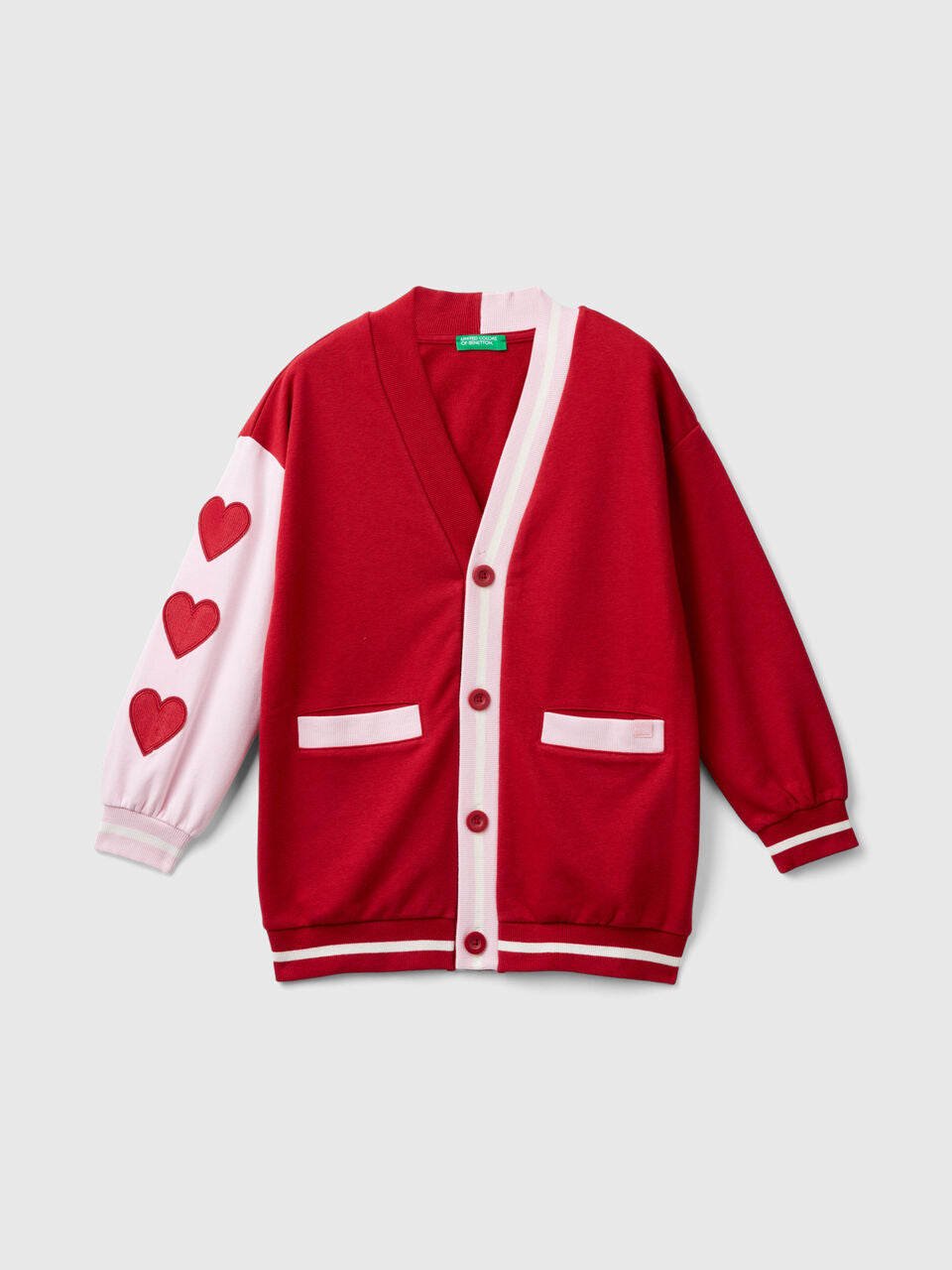 FLEECE CARDIGAN WITH HEART PATCH
