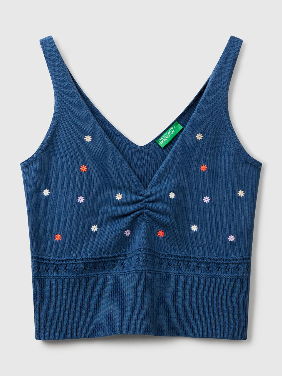 KNITTED TANK TOP WITH FLOWER EMBROIDERY