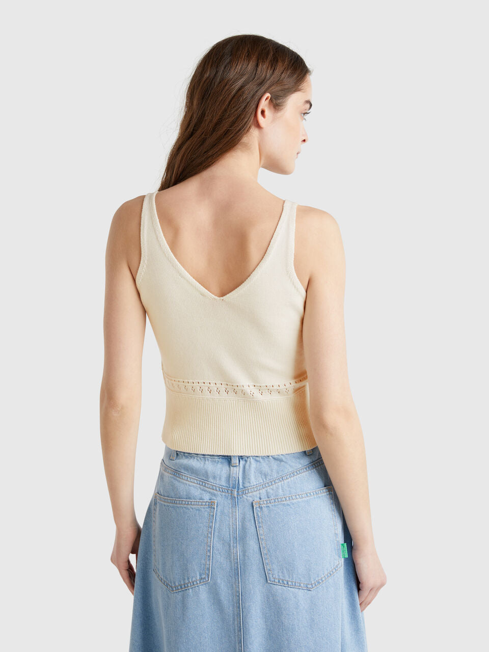 KNITTED TANK TOP WITH FLOWER EMBROIDERY