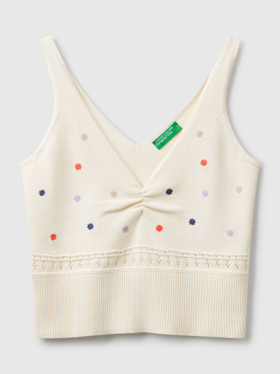 KNITTED TANK TOP WITH FLOWER EMBROIDERY