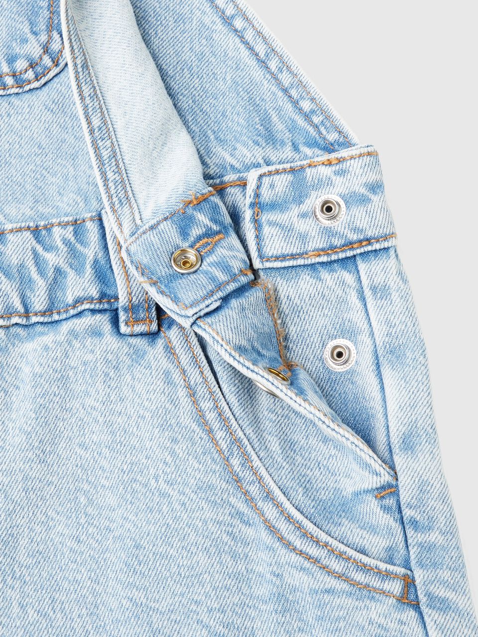 DENIM DUNGAREES WITH RHINESTONES