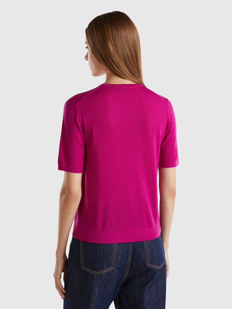 SHORT SLEEVE SWEATER IN PURE MERINO WOOL