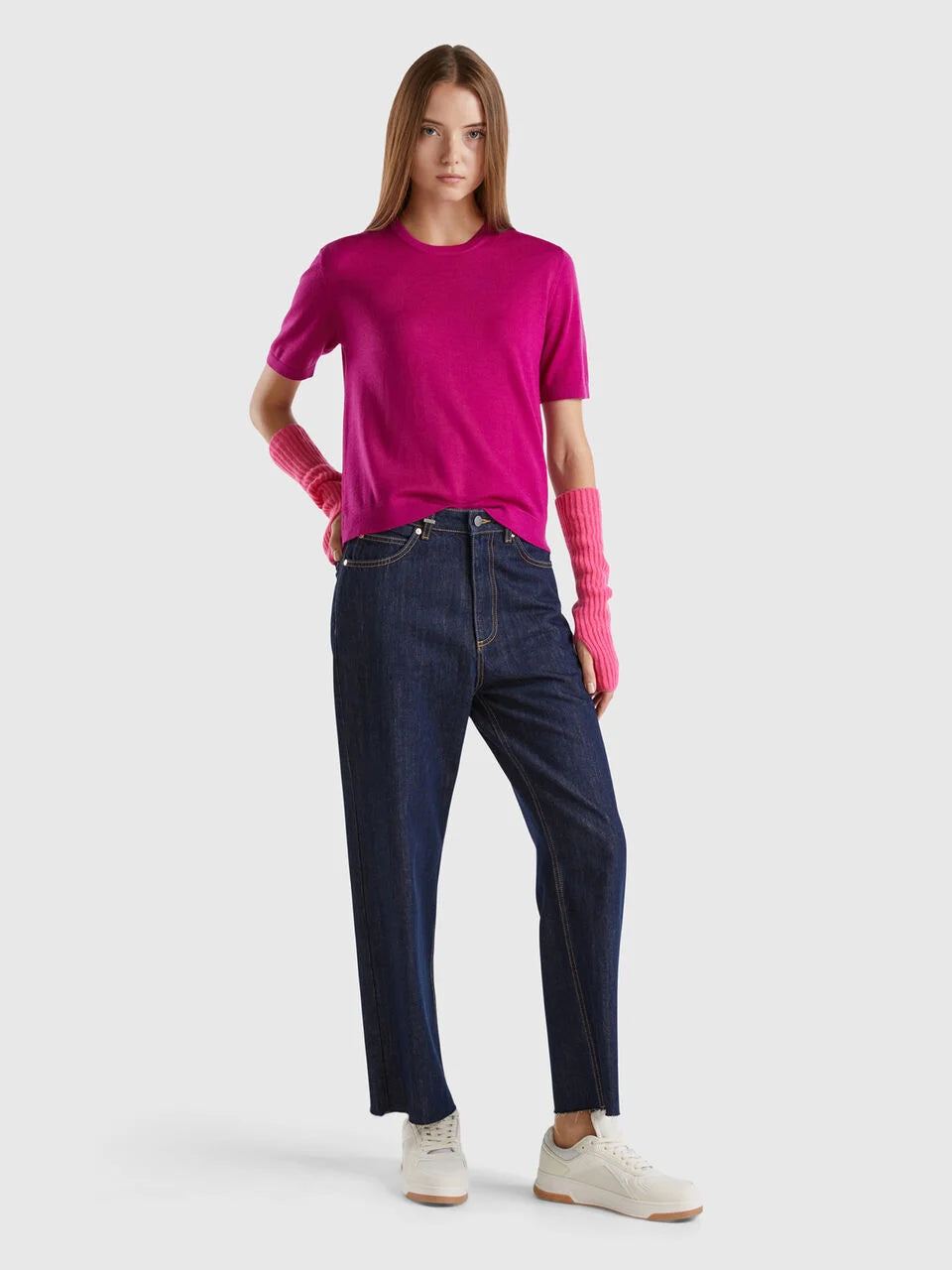 SHORT SLEEVE SWEATER IN PURE MERINO WOOL